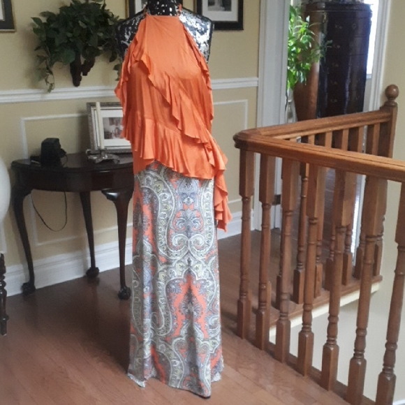 Zara Orange Ruffled Top - Picture 3 of 7